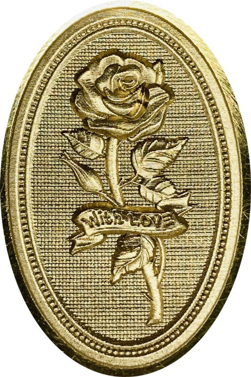 Beautiful Single Rose, With Love Ribbon on Textured Background inside Double Oval Frame - Wax Seal Stamp head