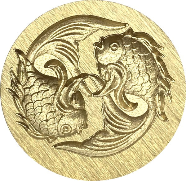 3D Two Goldfish / Koi Wax Seal Stamp head - beautiful 3D detail!