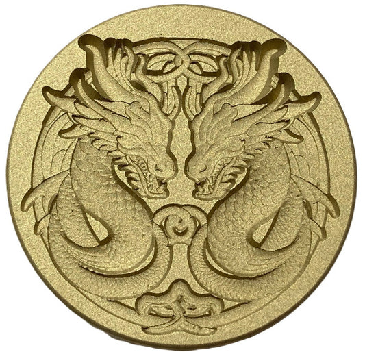 3D Twin Dragons Wax Seal Stamp Head, 1.2" diameter