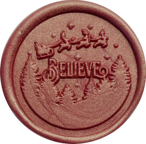 Believe - Santa, Sleigh and Reindeer Wax Seal Stamp Head, 1.2" diameter