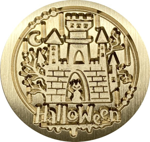 Spooky Brick Castle with Ghostly Cat in Doorway - Wax Seal Stamp head for Halloween!