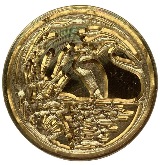 Crane on Lake amid Reeds wax seal stamp