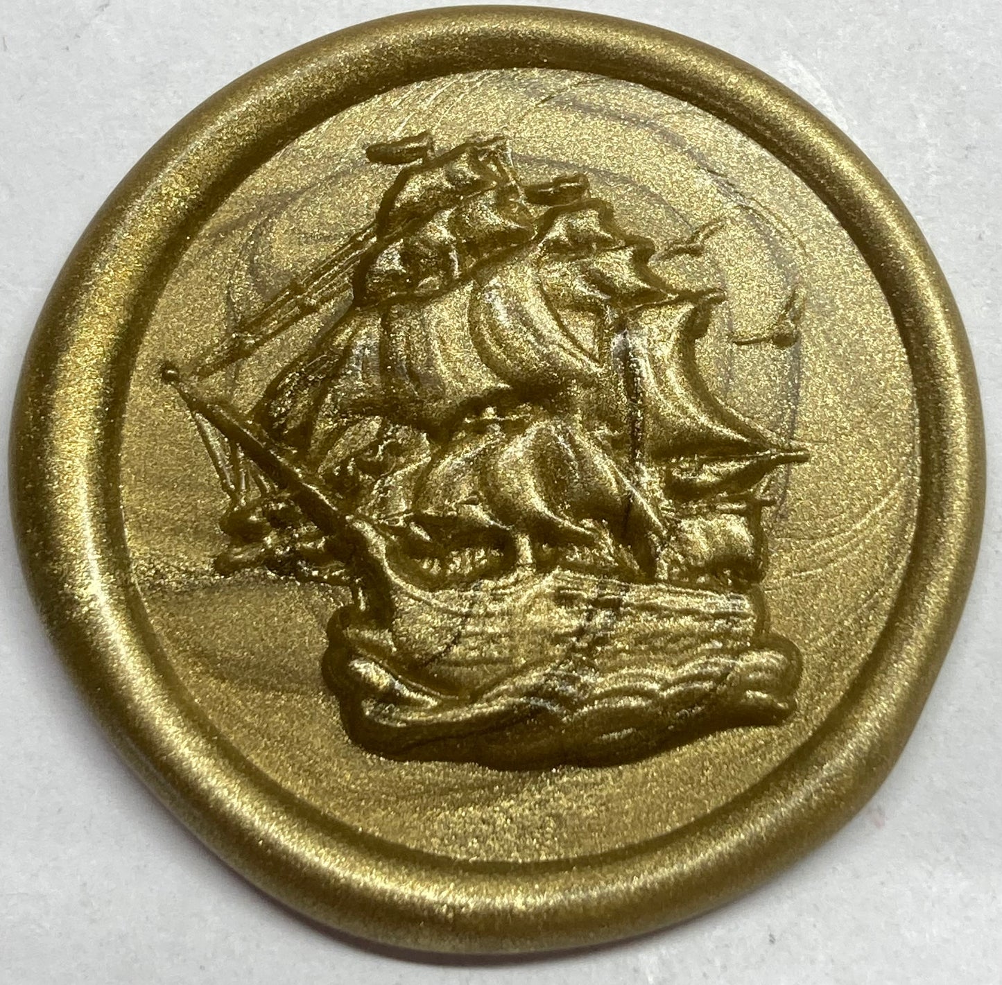 Galleon Pirate Ship 1.2" dia. 3D-engraved Wax Seal Stamp Head