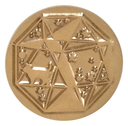 Geometric Earth, Celestial Cat Wax Seal Stamp head - 1" diameter