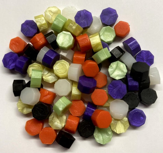 Halloween Color Mix (Black, Orange, Purple, Yellow, Lime, Translucent White) Sealing Wax Beads (approx 250 beads)