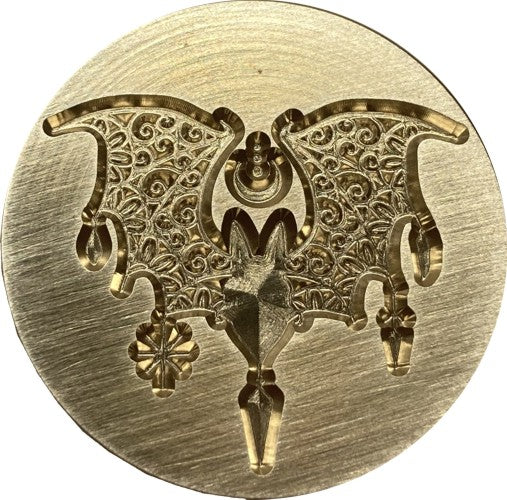 Bat with Mandala-style Wings Wax Seal Stamp Head, 1.2" diameter