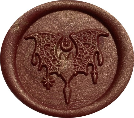 Bat with Mandala-style Wings Wax Seal Stamp Head, 1.2" diameter