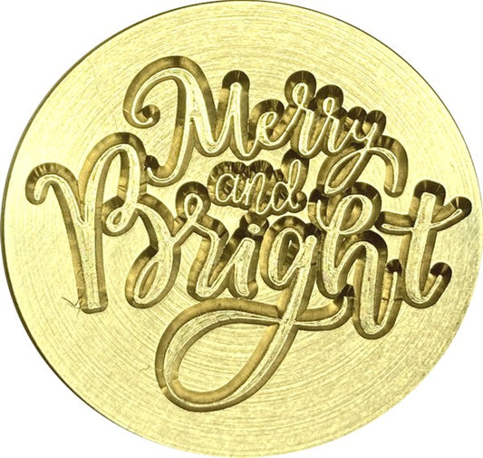 Merry and Bright script Wax Seal Stamp head