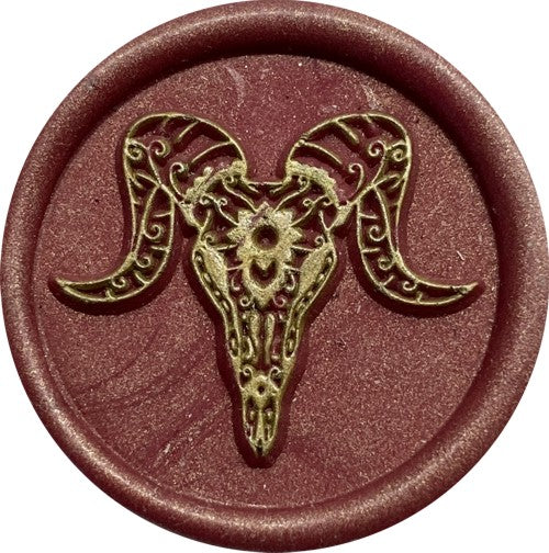 Ram Sugar Skull / Day of the Dead 1.2" diameter Wax Seal Stamp Head