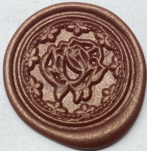 Rose Surrounded by Leafy Border, 1" diameter Wax Seal Stamp head
