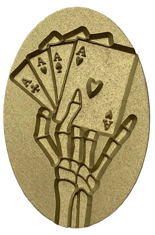 Skeletal Hand holding 4 Aces - wax seal stamp