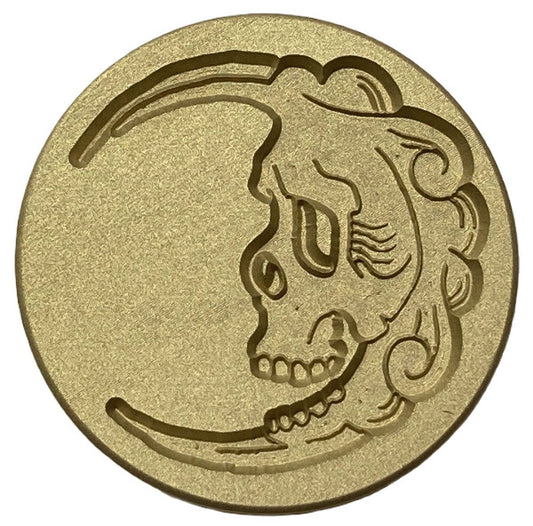 Skull inside Crescent Moon - wax seal stamp