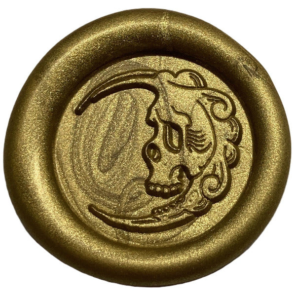Skull in Crescent Moon - wax seal sample