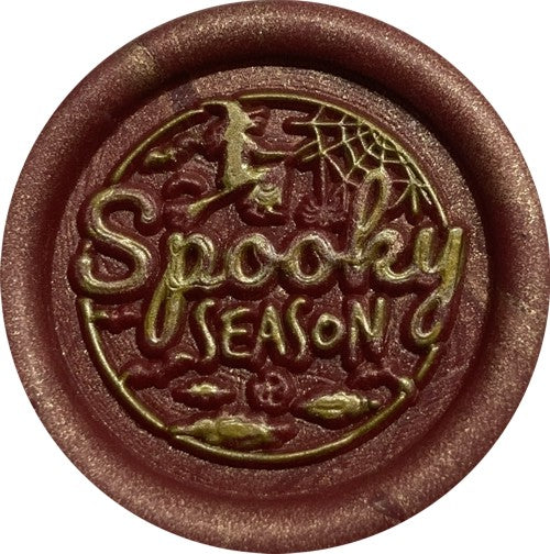 Spooky Season (Flying Witch, Bat, Leaves)  Wax Seal Stamp Head, 1" diameter