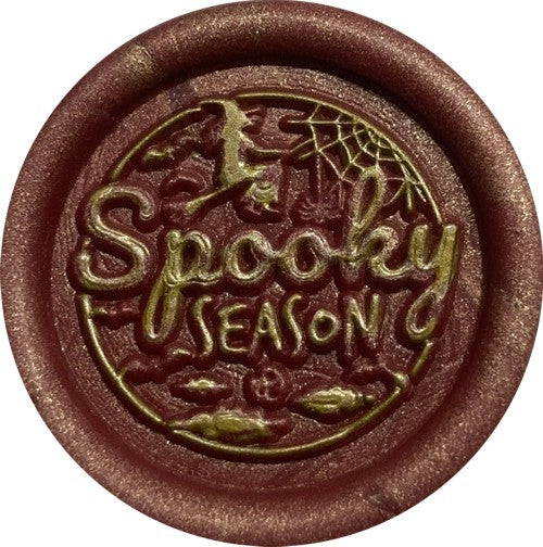 Spooky Season (Flying Witch, Bat, Leaves) Wax Seal Stamp Head, 1" diameter