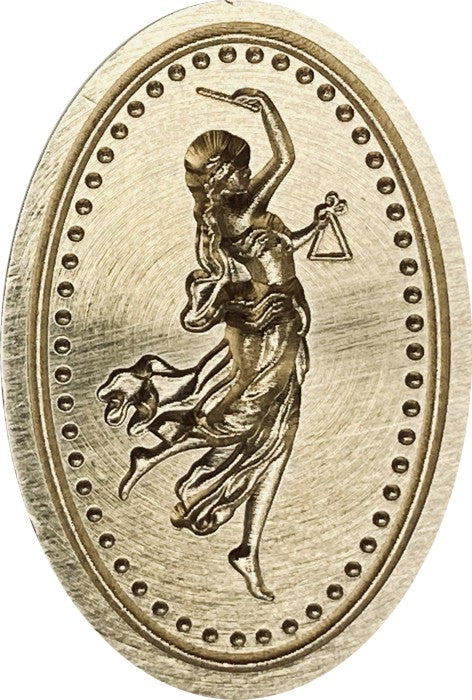 3D Themis, Goddess of Wisdom and Justice (Lady Justice), in Pretty Oval Frame - Beautiful Wax Seal Stamp head