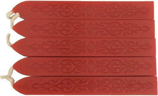 Red Sealing Wax with Wick, 5 sticks