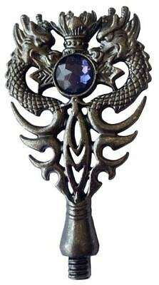 Intricate Twin Dragons wax seal stamp handle, Antique silver-tone