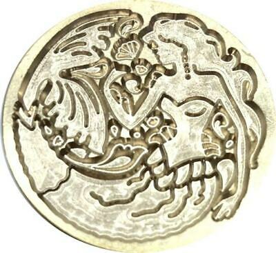 Art Deco-style Mermaid in the Ocean Wax Seal Stamp Head, 1.2" diameter