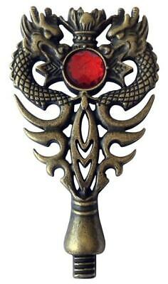 Intricate Twin Dragons Wax Seal Stamp Handle, Antique Brass-tone