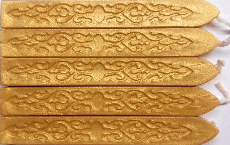 Yellow Gold Pearl Sealing Wax (with wick), 5 Sticks, for Beautiful Wax Seals!