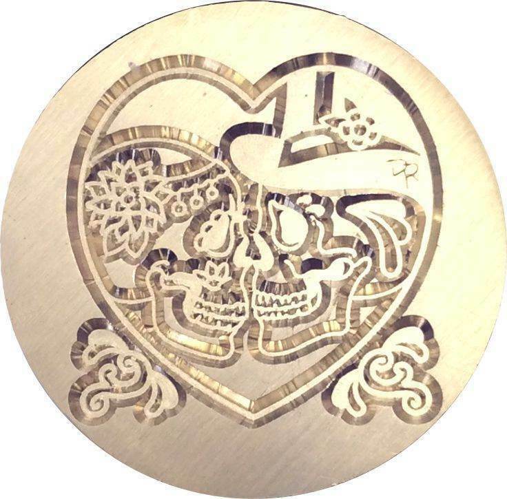 Sugar Skull Lovers inside Heart Wax Seal Stamp head