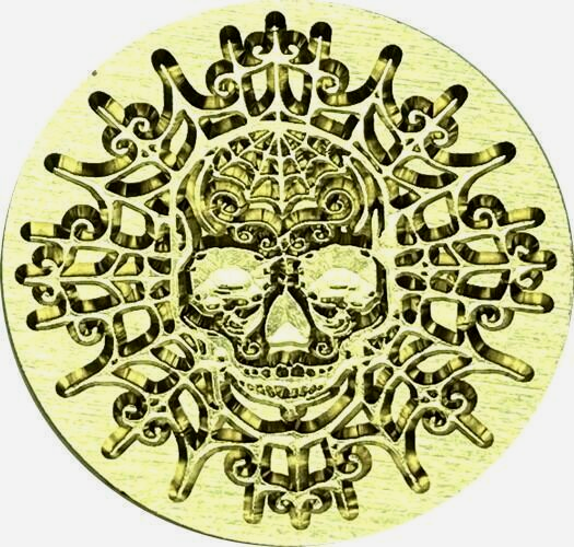 Scary Skull Superimposed on Spider Web - 1" diameter Wax Seal Stamp head
