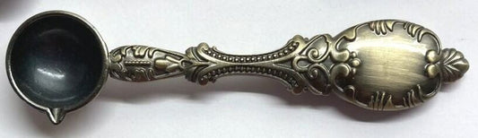 Ornate Wax Melting Spoon, Antique brass-tone, 4 1/2" long