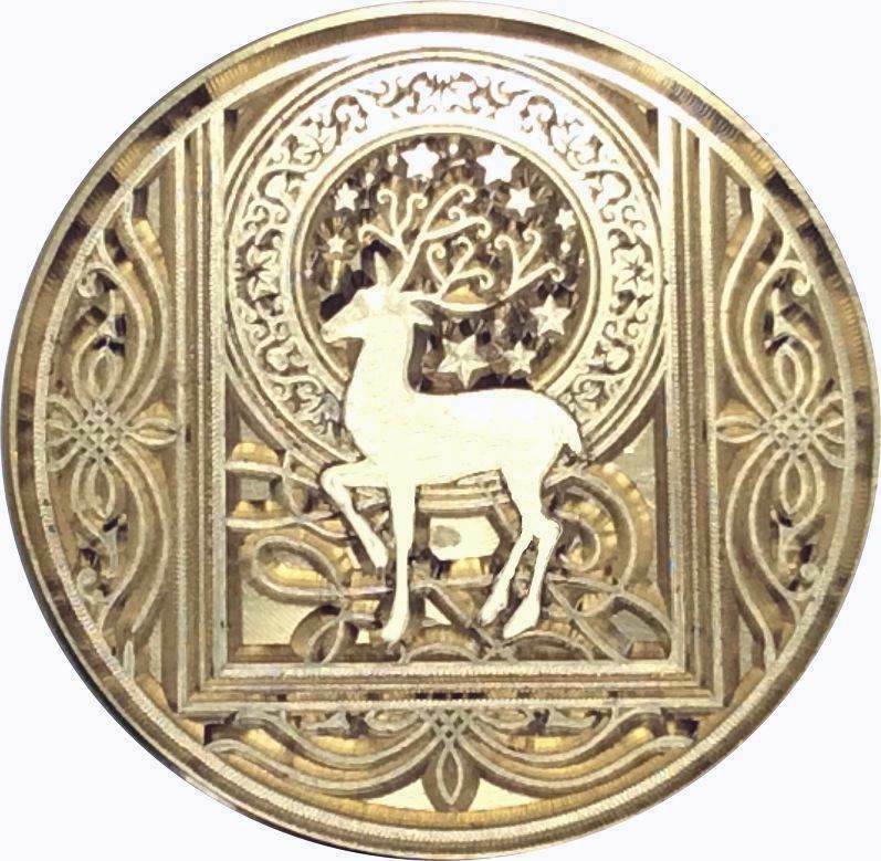 Reindeer / Deer Intricate framed-style 1.2" diameter Wax Seal Stamp Head