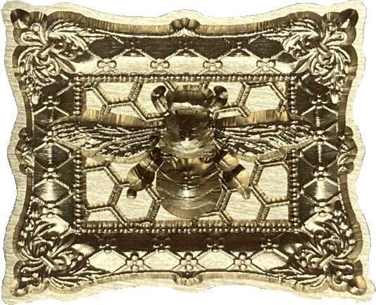 3D Bee on Honeycomb, surrounded by Intricate Rectangle Frame - Wax Seal Stamp head