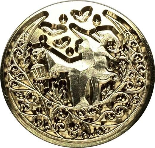 Pretty Witch holding Lantern, surrounded by Mandala Moon - Wax Seal Stamp head