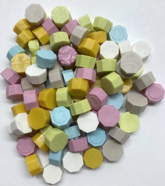 Pretty Pastels (pinks, grns, white, blue) Color Mix Sealing Wax Beads (approx 250 bds)