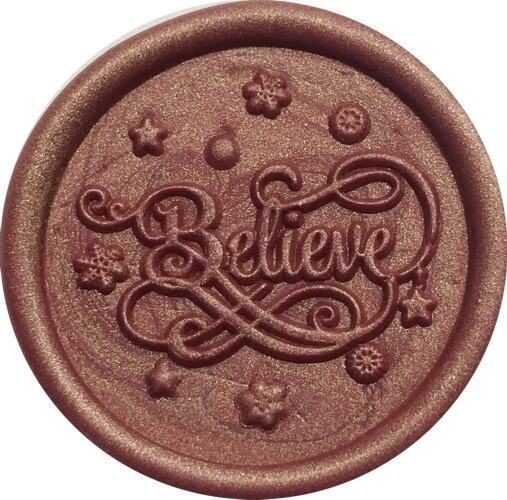 Believe - Script word surrounded by Snowflakes - Wax Seal Stamp Head