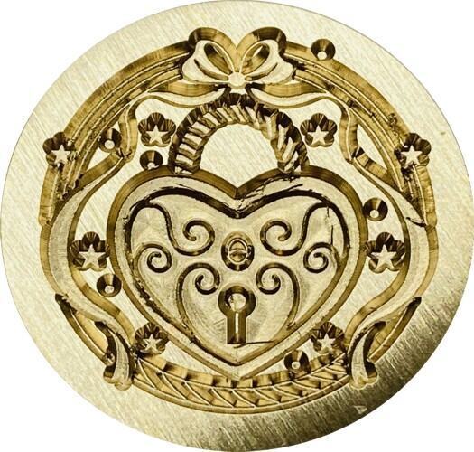 Heart-shaped Lock under Bow and Ribbons Wax Seal Stamp head