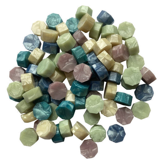 Turquoise, Blue, Green, Ivory, & Lavender Pearl Sealing Wax Bead Mix (250 beads)
