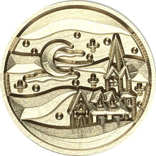 Church with Tall Steeple, under Stars and Big Moon 1" dia. Wax Seal Stamp head