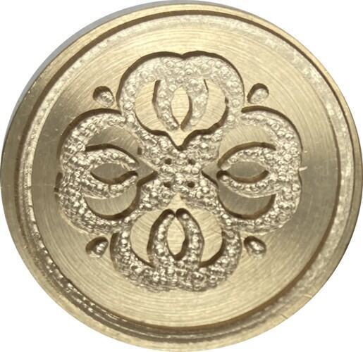 Stylized Flower 1" dia. Wax Seal Stamp with Dragons antique brass-tone handle