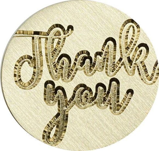'Thank you' Script - Wax Seal Stamp head, approx 1" diameter