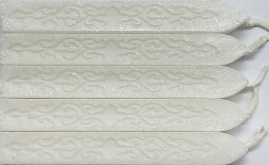 Shimmering White Sealing Wax (with wick), 5 Sticks - Make Beautiful Wax Seals!