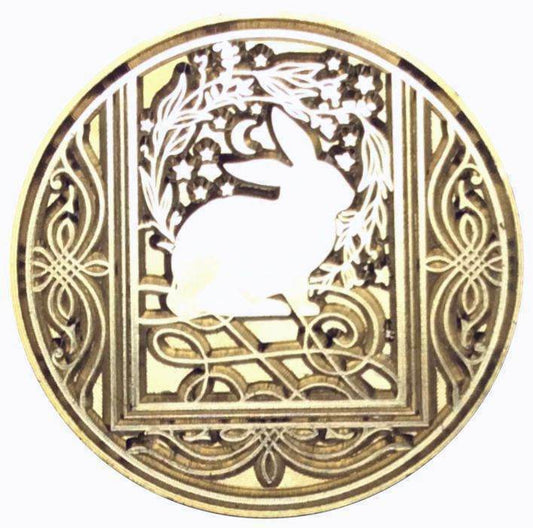 Intricately-framed Bunny Rabbit Wax Seal Stamp Head, 1.2" diameter