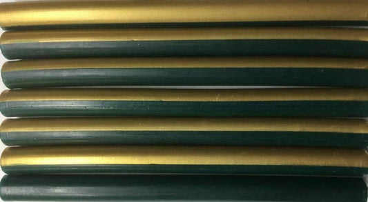 Green and Gold 2-tone Flexible Glue Gun Sealing Wax - 7 Sticks