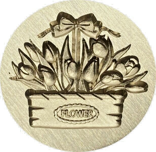 3D Basket of Tulips Wax Seal Stamp head, beautiful for Spring Invitations, Cards
