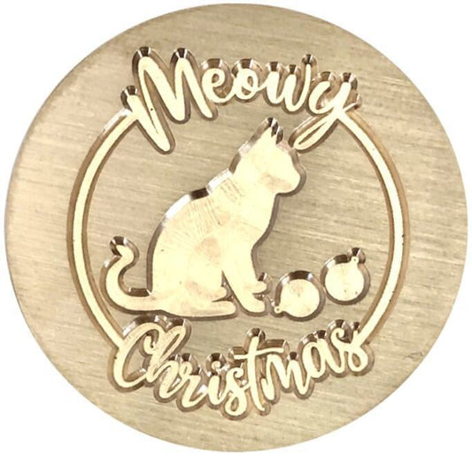 Meowy Christmas Kitty Cat with Ornaments Wax Seal Stamp Head - so cute!