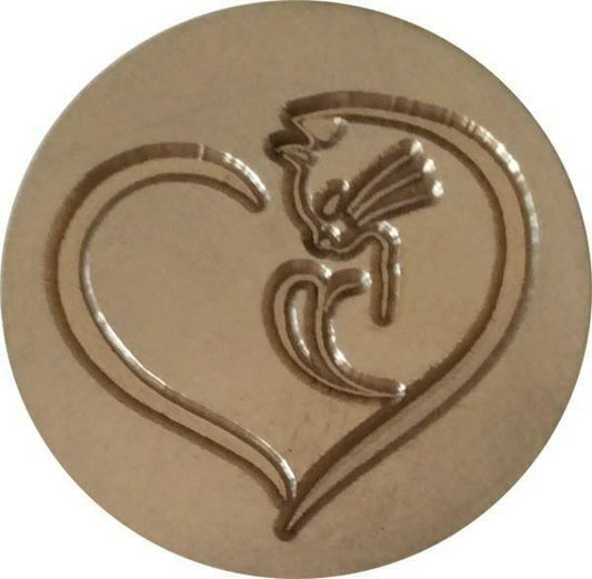 Cat Curled inside Heart Wax Seal Stamp Head, 1" diameter