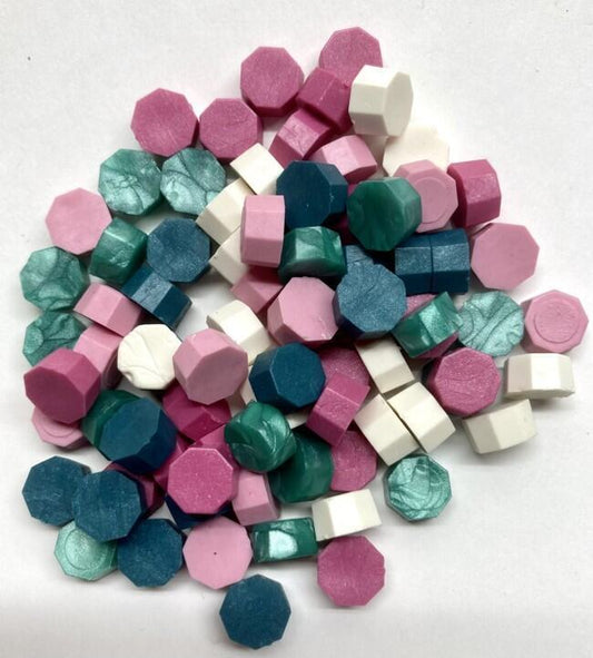 Teals/Pinks Color Mix (teals, white, pinks) Sealing Wax Beads (approx 250 beads)