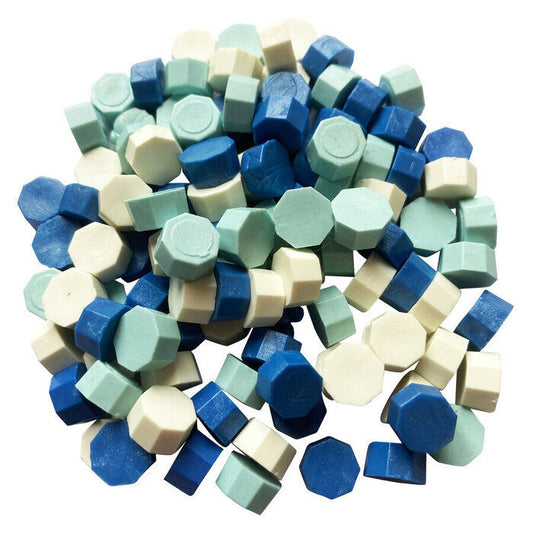 White, Turquoise & Blue Color Mix Sealing Wax Beads (3 oz, approx 250) for Invitations