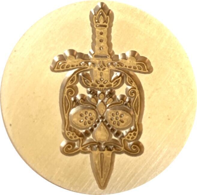 Dagger through Sugar Skull - 1.2" diameter Wax Seal Stamp Head