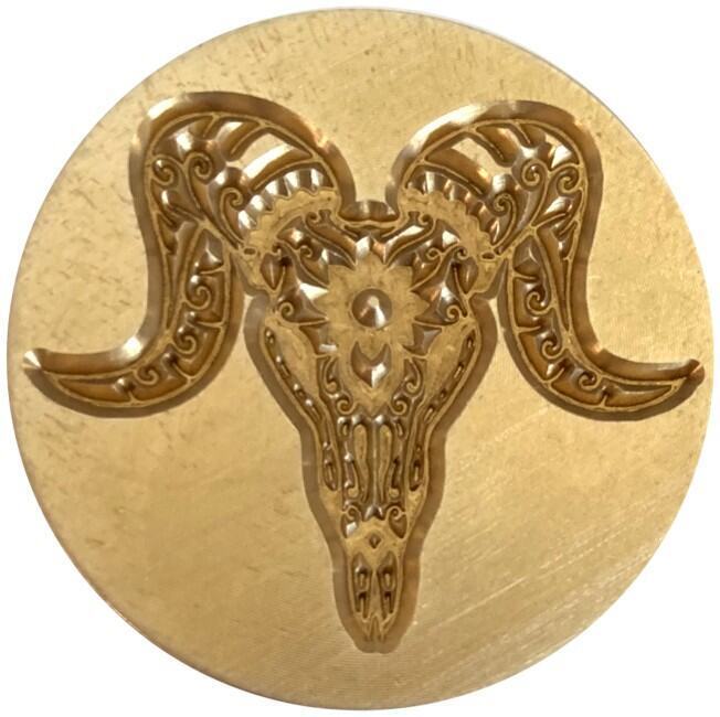 Ram Sugar Skull / Day of the Dead 1.2" diameter Wax Seal Stamp Head