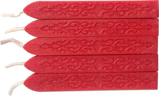 Shimmering Soft Red Sealing Wax (with wick) - 5 Sticks
