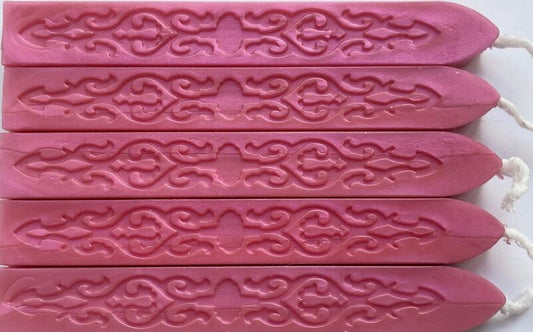 Bright Peony Pink Pearl Sealing Wax (with wick), 5 Sticks, for Unique Wax Seals